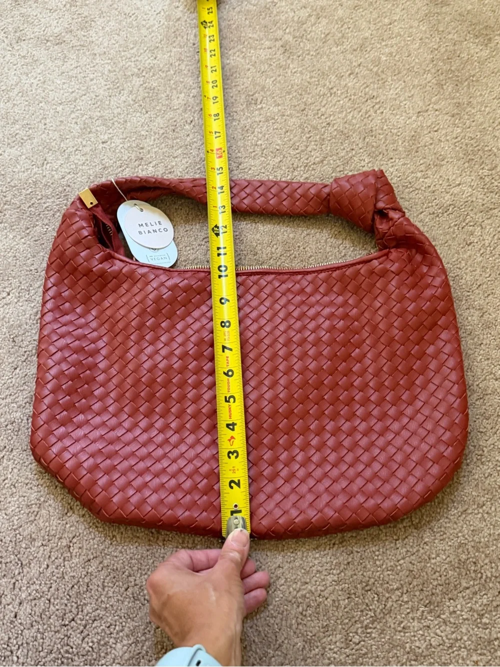 NWT neeAnthropologie melie Bianco Brigitte satchel woven knot bag tomato orange
